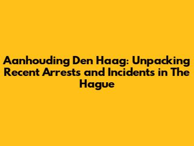 Aanhouding Den Haag: Unpacking Recent Arrests and Incidents in The Hague