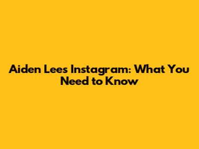 Aiden Lee's Instagram: What You Need to Know