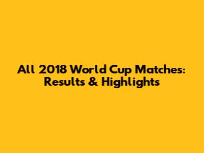 All 2018 World Cup Matches: Results & Highlights