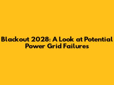 Blackout 2028: A Look at Potential Power Grid Failures