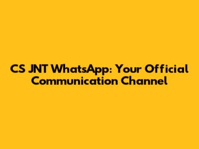 CS JNT WhatsApp: Your Official Communication Channel
