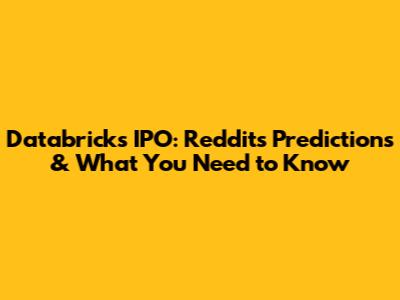 Databricks IPO: Reddit's Predictions & What You Need to Know