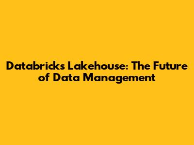 Databricks Lakehouse: The Future of Data Management