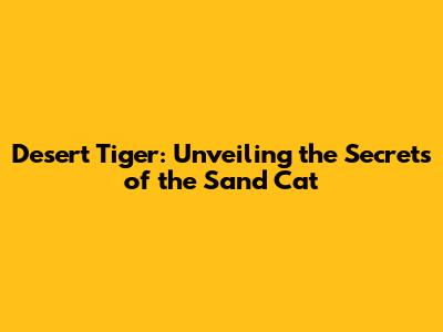 Desert Tiger: Unveiling the Secrets of the Sand Cat