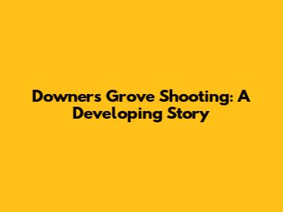 Downers Grove Shooting: A Developing Story