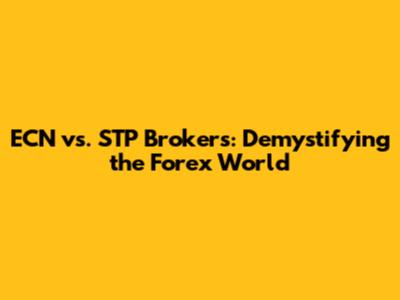 ECN vs. STP Brokers: Demystifying the Forex World