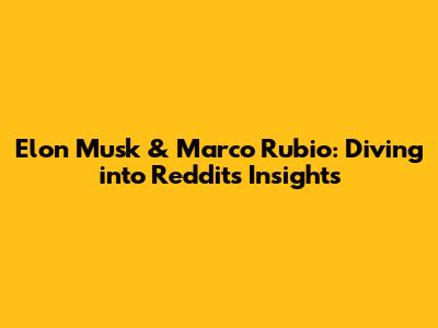 Elon Musk & Marco Rubio: Diving into Reddit's Insights