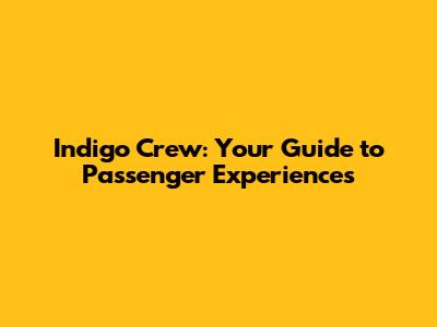 Indigo Crew: Your Guide to Passenger Experiences