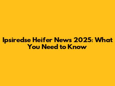 Ipsiredse Heifer News 2025: What You Need to Know