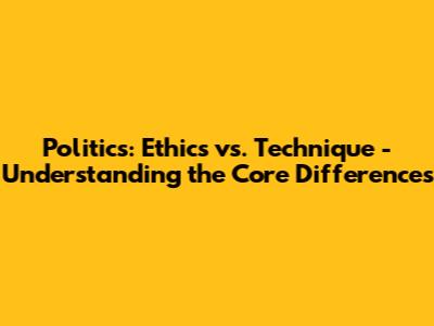 Politics: Ethics vs. Technique - Understanding the Core Differences
