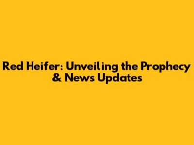 Red Heifer: Unveiling the Prophecy & News Updates