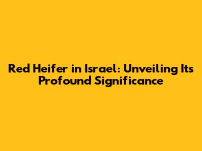 Red Heifer in Israel: Unveiling Its Profound Significance