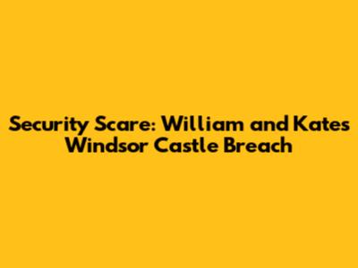 Security Scare: William and Kate's Windsor Castle Breach