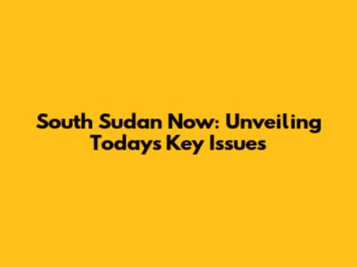 South Sudan Now: Unveiling Today's Key Issues