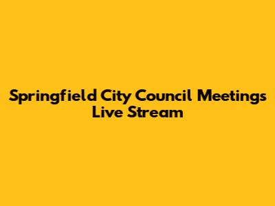 Springfield City Council Meetings Live Stream