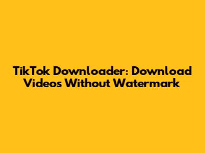 TikTok Downloader: Download Videos Without Watermark