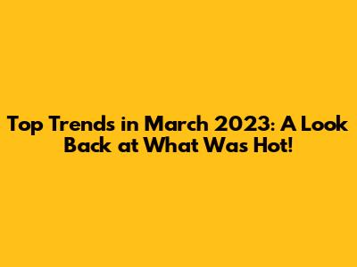 Top Trends in March 2023: A Look Back at What Was Hot!