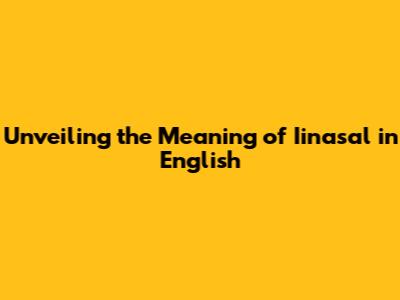 Unveiling the Meaning of Iinasal in English