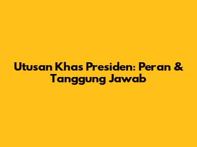 Utusan Khas Presiden: Peran & Tanggung Jawab