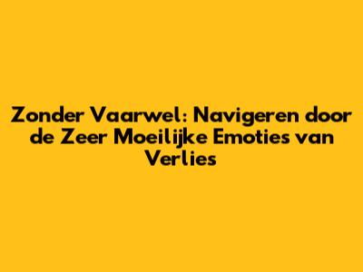 Zonder Vaarwel: Navigeren door de Zeer Moeilijke Emoties van Verlies