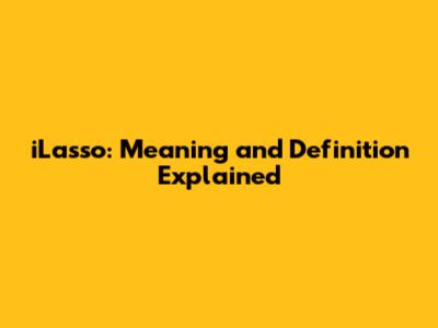 iLasso: Meaning and Definition Explained